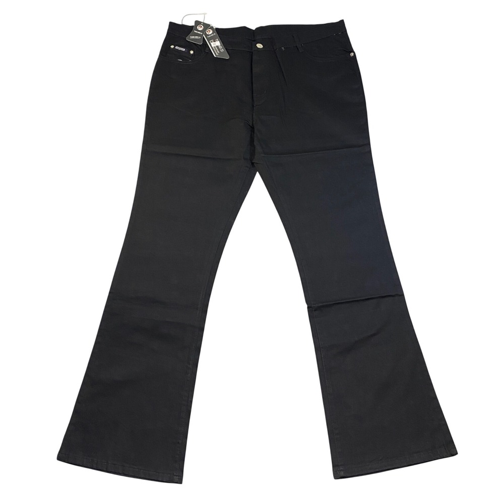 Tian Mei Zi Black Flare Leg Pants Women Size 38 Cotton Blend Bootcut Trouser NEW